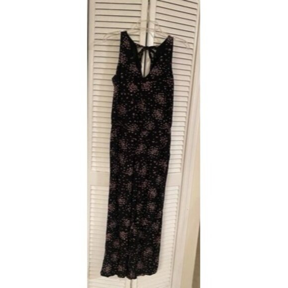 Ann Taylor LOFT Women Black Jumpsuit S Petites Floral Boho - Picture 1 of 9